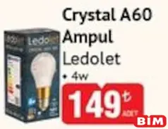 LEDOLET CRYSTAL A60 AMPUL 4 W fiyat ve kampanya bilgisi